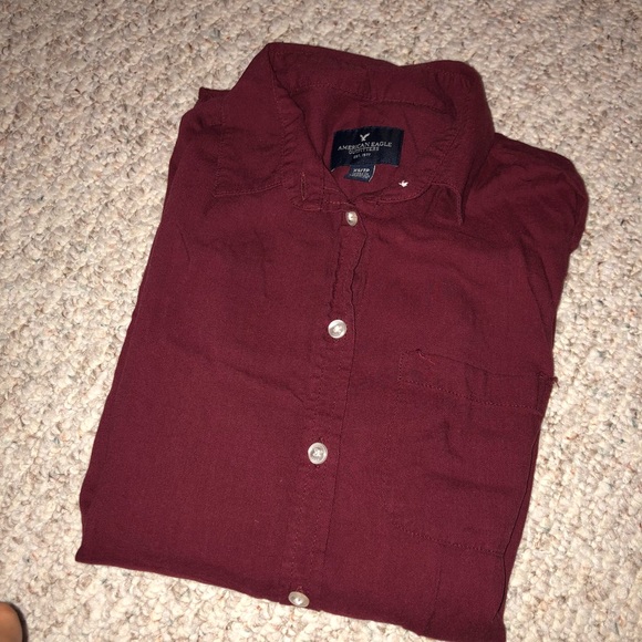 American Eagle Maroon Button Up Shirt - Picture 3 of 3